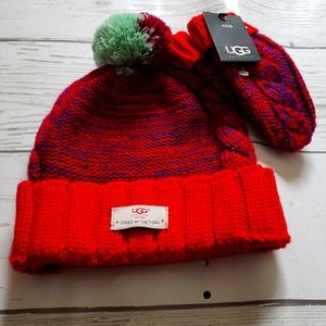 UGG Kids 2 piece Beanie & Mitten Set 4-6 YR NEW